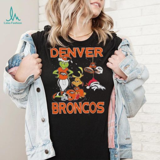 Original The Grinch And Dog Denver Broncos Ornament Christmas 2023 T Shirt