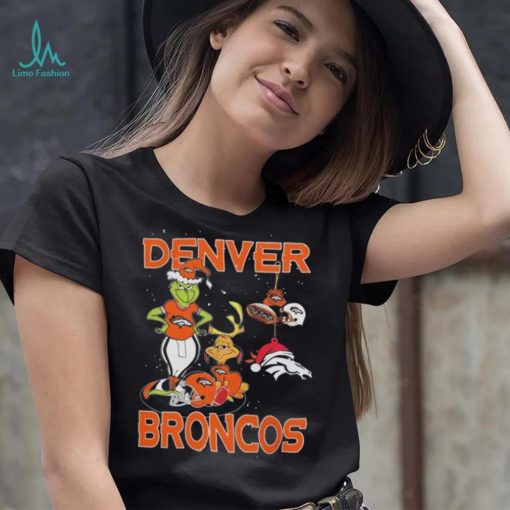 Original The Grinch And Dog Denver Broncos Ornament Christmas 2023 T Shirt