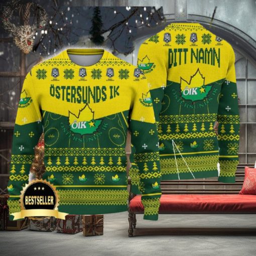 Östersunds IK Ugly Christmas Sweater Logo Custom Name Gift Fans