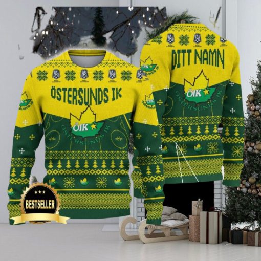 Östersunds IK Ugly Christmas Sweater Logo Custom Name Gift Fans