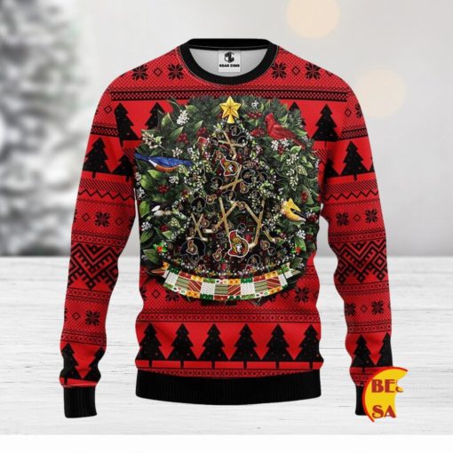 Ottawa Senators Ugly Christmas Sweater Ball Pine Tree Christmas