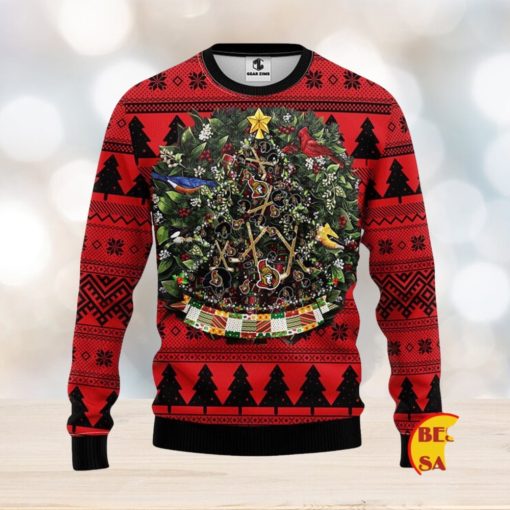 Ottawa Senators Ugly Christmas Sweater Ball Pine Tree Christmas