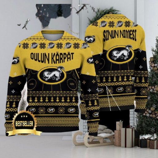 Oulun Karpat Ugly Christmas Sweater Logo Custom Name Gift Fans