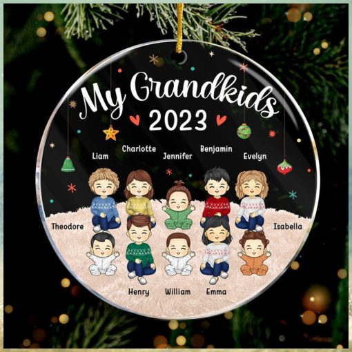 Our Grandkids Christmas 2023   Family Personalized Custom Ornament   Acrylic Round Shaped   Christmas Gift For Family Members