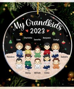 Our Grandkids Christmas 2023   Family Personalized Custom Ornament   Acrylic Round Shaped   Christmas Gift For Family Members