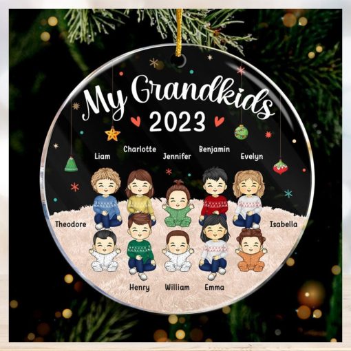 Our Grandkids Christmas 2023   Family Personalized Custom Ornament   Acrylic Round Shaped   Christmas Gift For Family Members