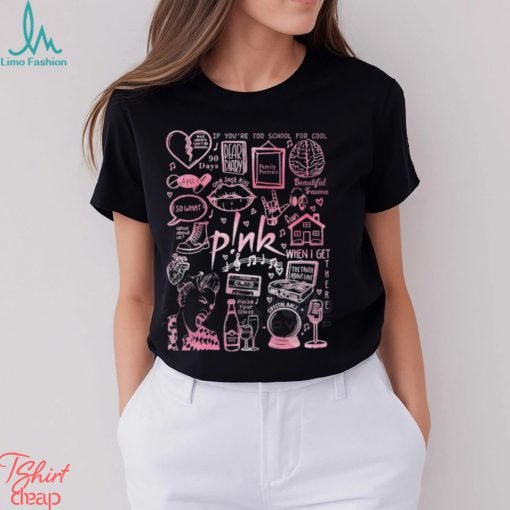 P!Nk Lyric Album Song Doodle Art Water Color Pink T Shirt