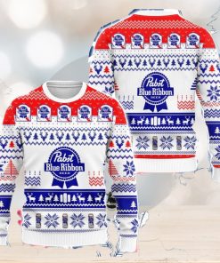 Pabst Blue Ribbon Beer Ugly Christmas Sweater 3D All Over Printed Sweaters Christmas Gift