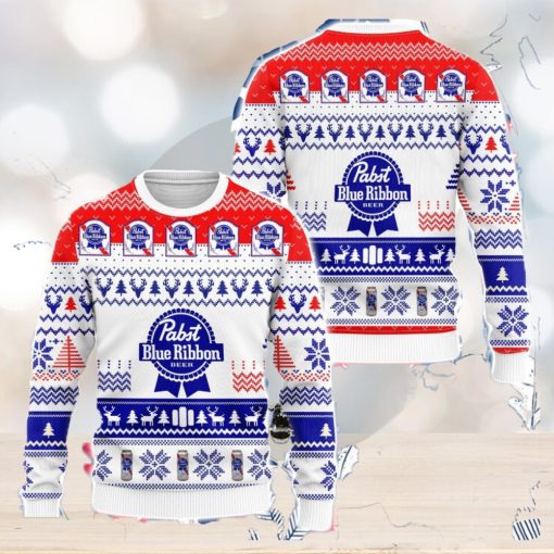 Pabst Blue Ribbon Beer Ugly Christmas Sweater 3D All Over Printed Sweaters Christmas Gift