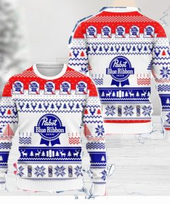 Pabst Blue Ribbon Beer Ugly Christmas Sweater 3D All Over Printed Sweaters Christmas Gift