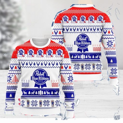 Pabst Blue Ribbon Beer Ugly Christmas Sweater 3D All Over Printed Sweaters Christmas Gift