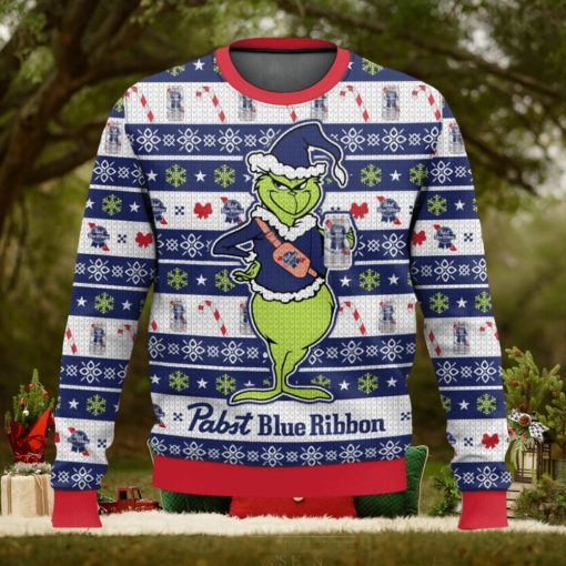 Pabst Blue Ribbon Grinch Ugly Christmas Sweater 2023 Christmas Gift 3D Sweater