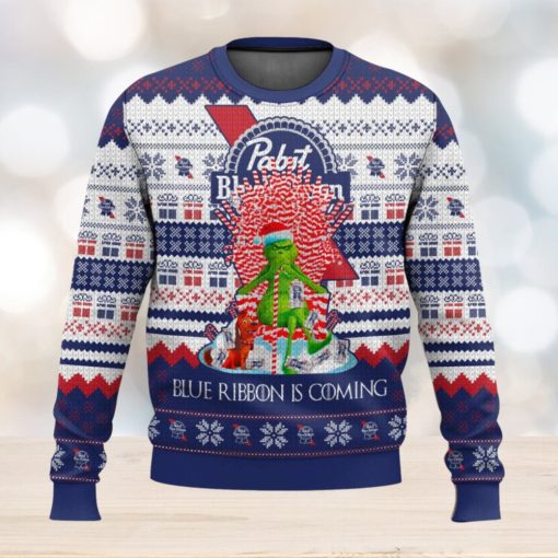 Pabst Blue Ribbon Is Coming Ugly Christmas Sweater 2023 Christmas Gift 3D Sweater