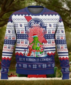 Pabst Blue Ribbon Is Coming Ugly Christmas Sweater 2023 Christmas Gift 3D Sweater