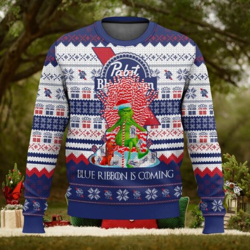 Pabst Blue Ribbon Is Coming Ugly Christmas Sweater 2023 Christmas Gift 3D Sweater