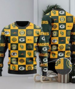 Packers Logo Checkered Flannel Design Knitted Ugly Christmas Sweater