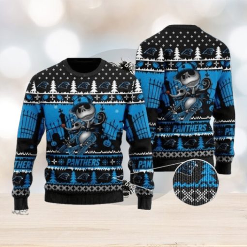 Panthers Jack Skellington Halloween Knitted Ugly Christmas Sweater