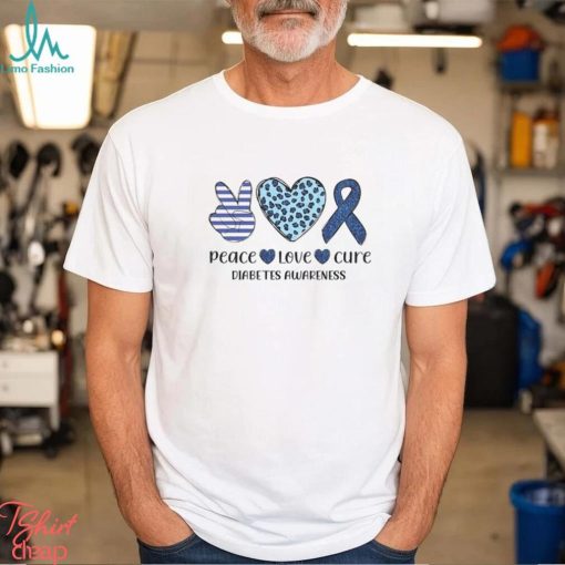 Peace Love Cure Diabetes Awarenes Shirt