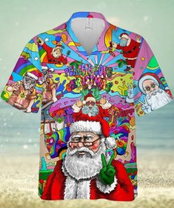 Peace Love Santa Clause Hippie Pattern Hawaiian Shirt