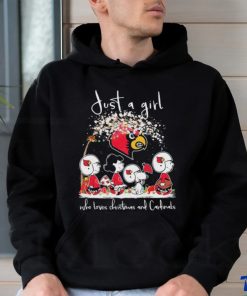 Peanuts Characters Just A Girl Who Loves Christmas And Louisville Cardinals Shirt