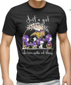 Peanuts Characters Just A Girl Who Loves Winter And Minnesota Vikings Christmas Shirt