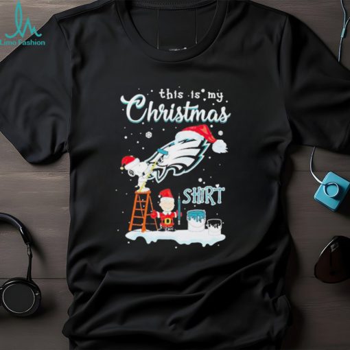 Peanuts Snoopy And Charlie Brown Wall Paint Philadelphia Eagles This Is My Christmas Shirt