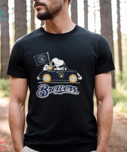 Peanuts Snoopy And Woodstock Milwaukee Brewers On Car Shirt