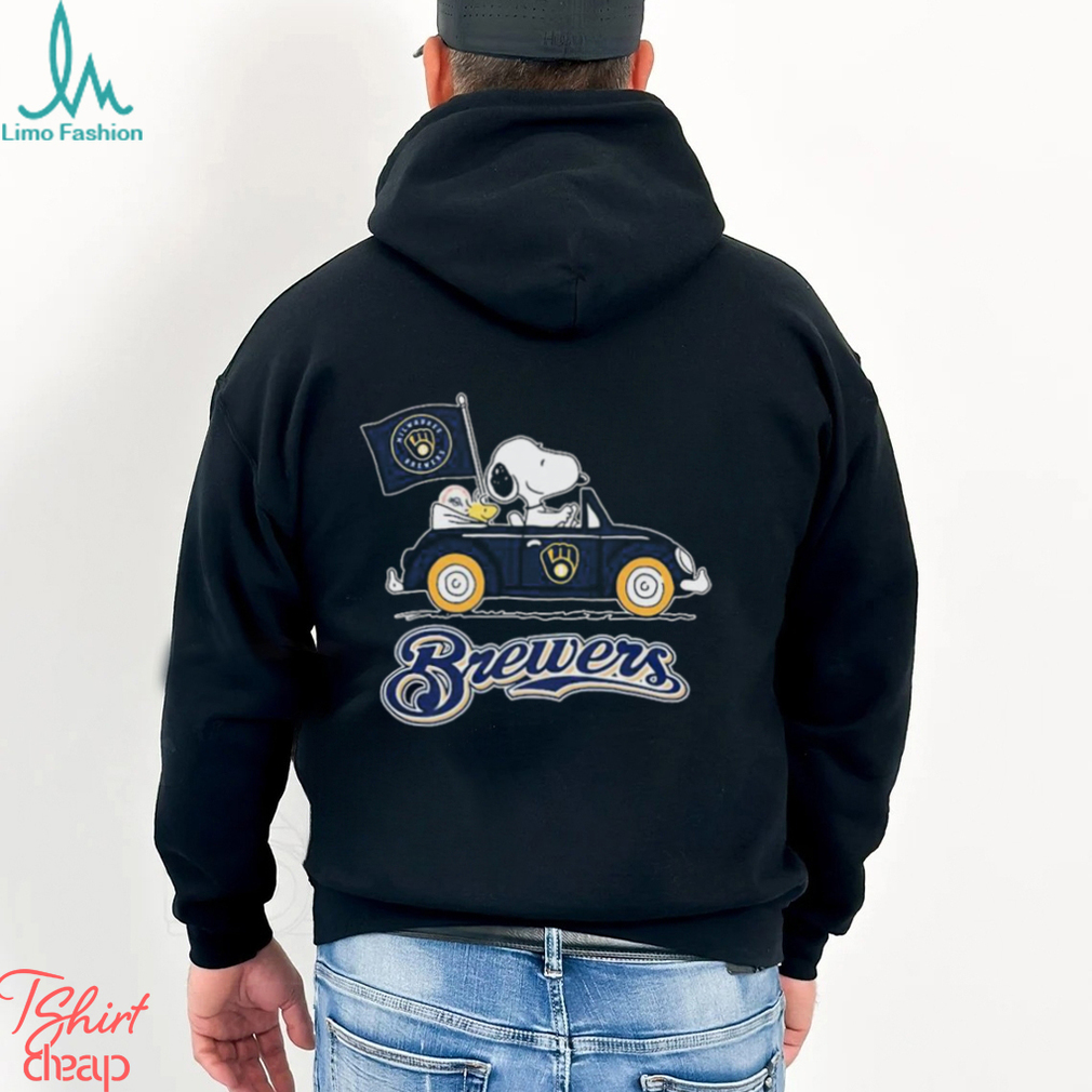 Peanuts Snoopy And Woodstock Milwaukee Brewers On Car Shirt Peanuts Snoopy And Woodstock Milwaukee Brewers On Car Shirt