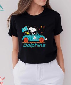 Peanuts Snoopy And Woodstock On Car Miami Dolphins Go Fins Shirt