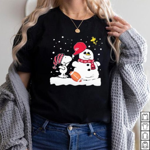 Peanuts Snoopy And Woodstock Snowman Kansas City Chiefs Christmas Shirt