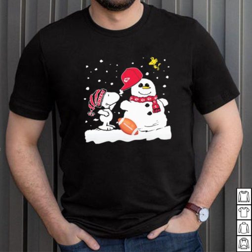 Peanuts Snoopy And Woodstock Snowman Kansas City Chiefs Christmas Shirt