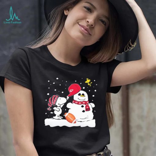 Peanuts Snoopy And Woodstock Snowman Kansas City Chiefs Christmas Shirt