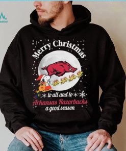 Peanuts Snoopy Merry Christmas To All And To All A Arkansas Razorbacks A Good Season Shirt