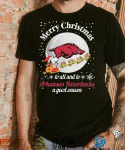 Peanuts Snoopy Merry Christmas To All And To All A Arkansas Razorbacks A Good Season Shirt
