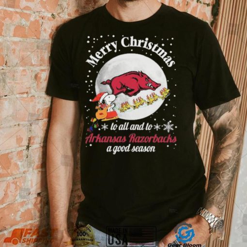Peanuts Snoopy Merry Christmas To All And To All A Arkansas Razorbacks A Good Season Shirt