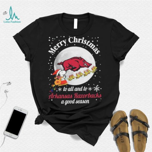Peanuts Snoopy Merry Christmas To All And To All A Arkansas Razorbacks A Good Season Shirt