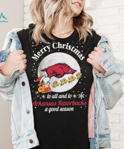 Peanuts Snoopy Merry Christmas To All And To All A Arkansas Razorbacks A Good Season Shirt