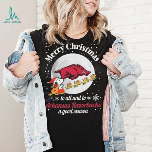Peanuts Snoopy Merry Christmas To All And To All A Arkansas Razorbacks A Good Season Shirt