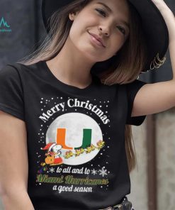 Peanuts Snoopy Merry Christmas To All And To All A Miami Hurricanes A Good Season Shirt