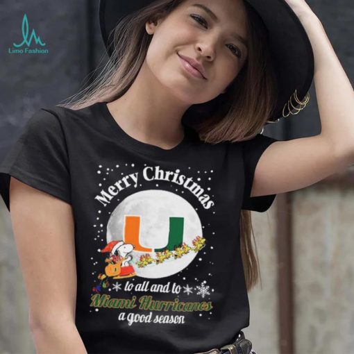 Peanuts Snoopy Merry Christmas To All And To All A Miami Hurricanes A Good Season Shirt