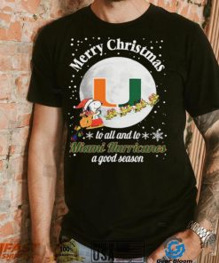 Peanuts Snoopy Merry Christmas To All And To All A Miami Hurricanes A Good Season Shirt