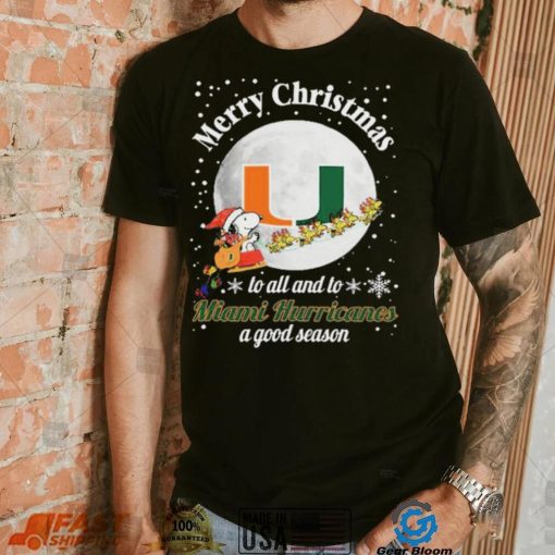 Peanuts Snoopy Merry Christmas To All And To All A Miami Hurricanes A Good Season Shirt