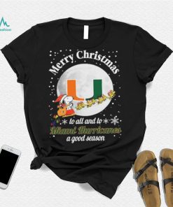 Peanuts Snoopy Merry Christmas To All And To All A Miami Hurricanes A Good Season Shirt