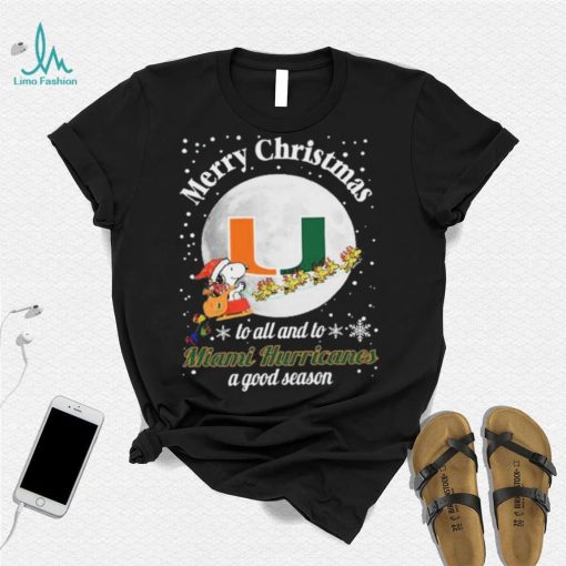 Peanuts Snoopy Merry Christmas To All And To All A Miami Hurricanes A Good Season Shirt