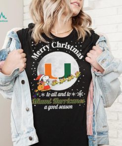 Peanuts Snoopy Merry Christmas To All And To All A Miami Hurricanes A Good Season Shirt