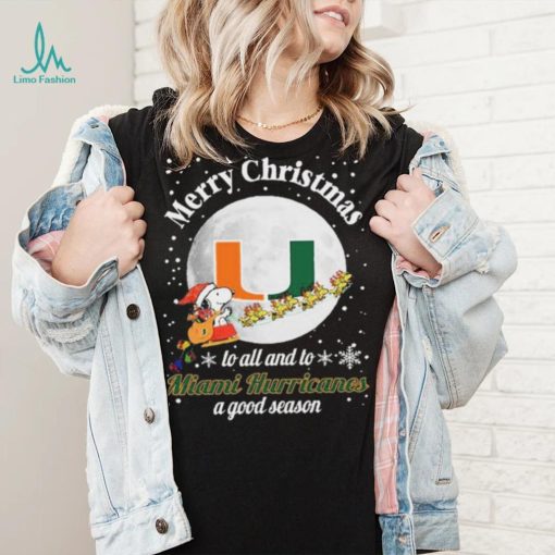 Peanuts Snoopy Merry Christmas To All And To All A Miami Hurricanes A Good Season Shirt