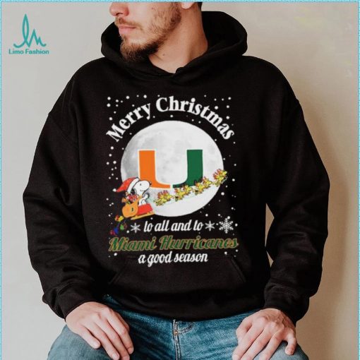 Peanuts Snoopy Merry Christmas To All And To All A Miami Hurricanes A Good Season Shirt