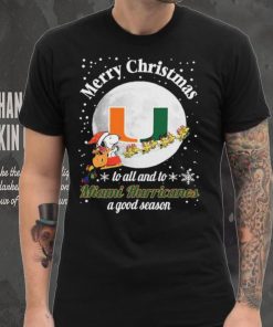 Peanuts Snoopy Merry Christmas To All And To All A Miami Hurricanes A Good Season Shirt