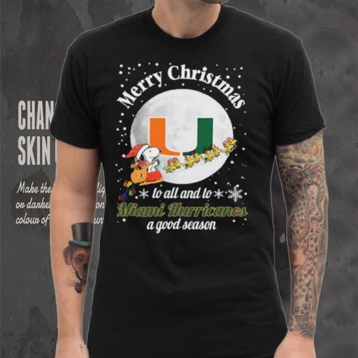 Peanuts Snoopy Merry Christmas To All And To All A Miami Hurricanes A Good Season Shirt