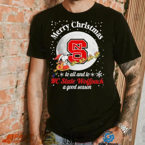 Peanuts Snoopy Merry Christmas To All And To All A NC State Wolfpack A Good Season Shirt